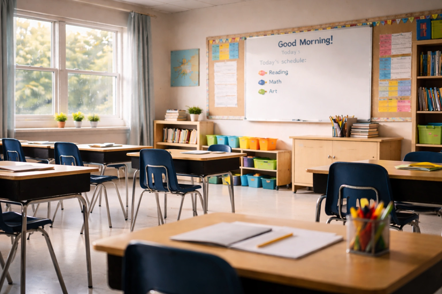 A classroom setting or a student advocating for themselves