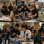 Students engaged in STEM, sports, and music, reflecting gender equity in education.